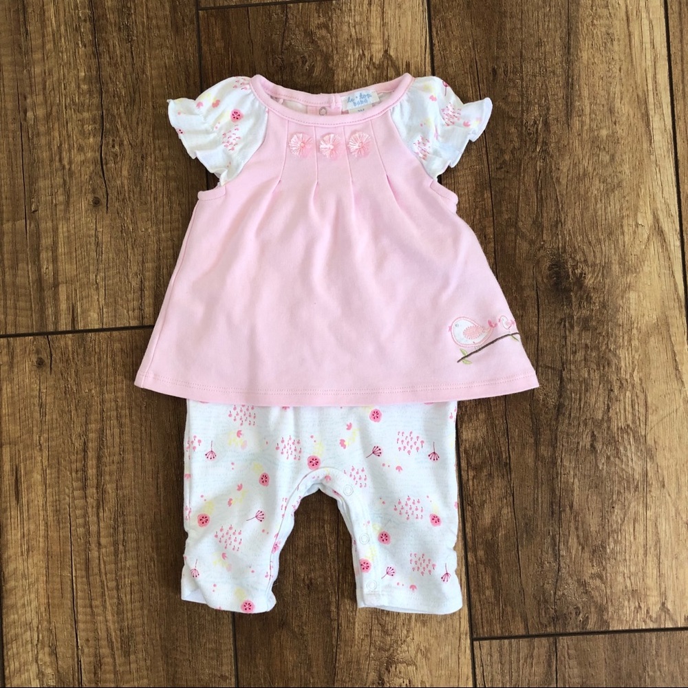 Le Top Pink Top And Romper Set 3 Month